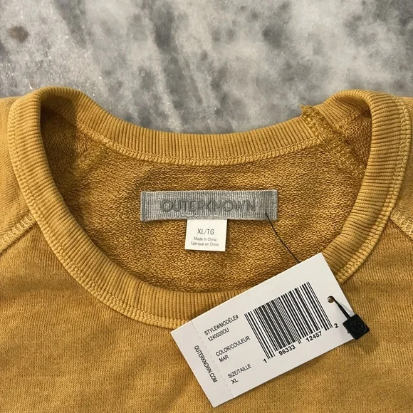 NWT Outerknown Sur French Terry Sweatshirt sz XL in Mustard Yellow - Picture 5 of 7